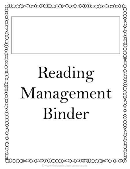 Reading Management Binder ©www.thecurriculumcorner.com.