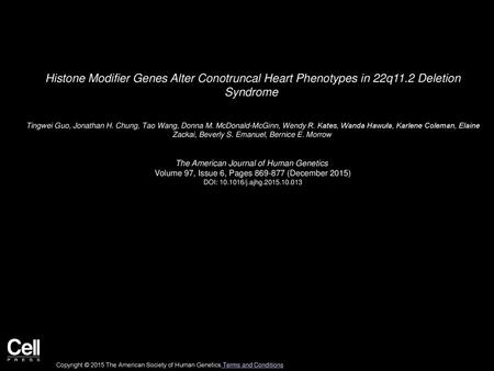 Histone Modifier Genes Alter Conotruncal Heart Phenotypes in 22q11