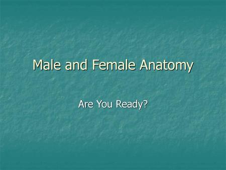 Male and Female Anatomy