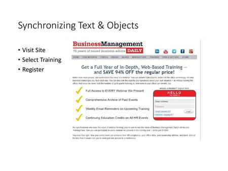 Synchronizing Text & Objects