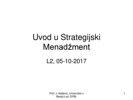 Uvod u Strategijski Menadžment