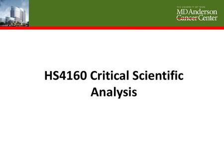HS4160 Critical Scientific Analysis