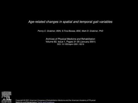 Age-related changes in spatial and temporal gait variables