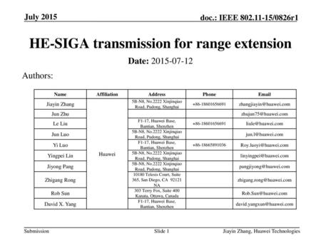 HE-SIGA transmission for range extension