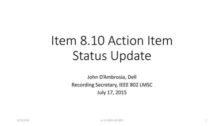 Item 8.10 Action Item Status Update