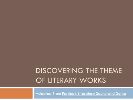 Discovering the theme of literary works