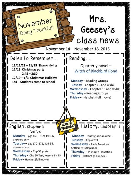 Mrs. Geesey’s class news