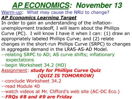 AP ECONOMICS: November 13