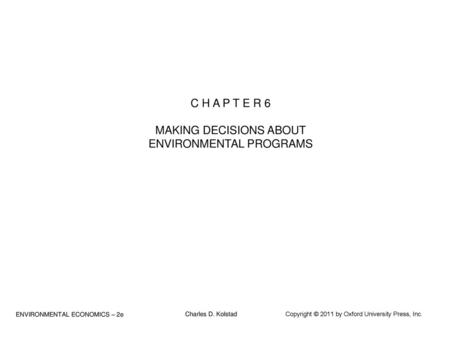 MAKING DECISIONS ABOUT ENVIRONMENTAL PROGRAMS