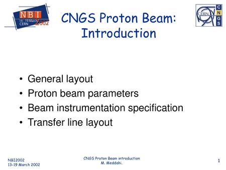 CNGS Proton Beam: Introduction