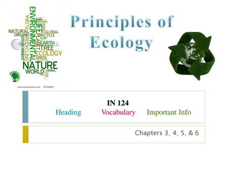 Principles of Ecology IN 124 Heading Vocabulary Important Info