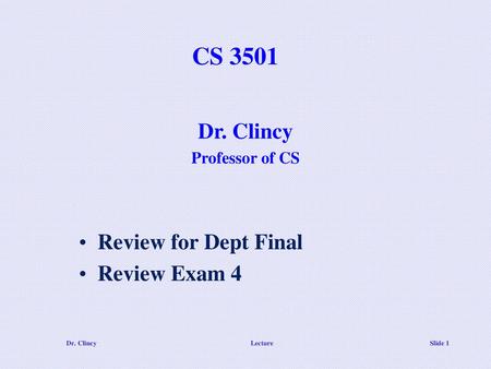 Review for Dept Final Review Exam 4
