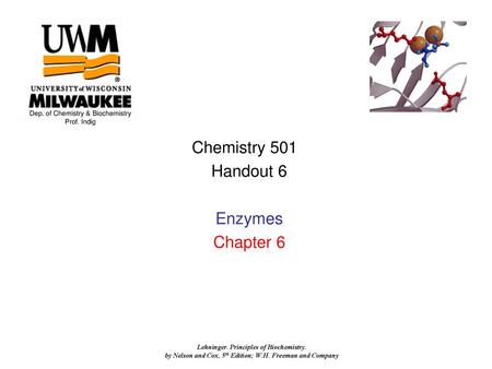 Chemistry 501 Handout 6 Enzymes Chapter 6