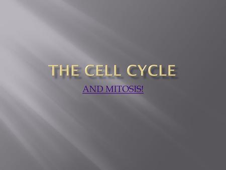 The CELL CYCLE AND MITOSIS!.
