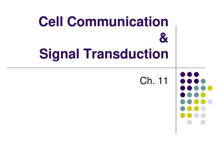 Cell Communication & Signal Transduction