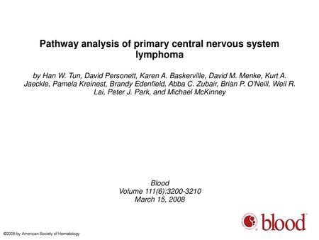 Pathway analysis of primary central nervous system lymphoma