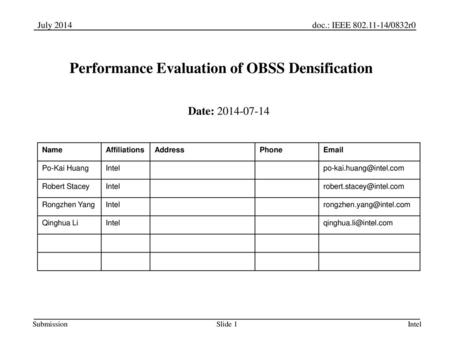 Performance Evaluation of OBSS Densification