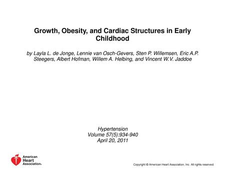 Growth, Obesity, and Cardiac Structures in Early Childhood