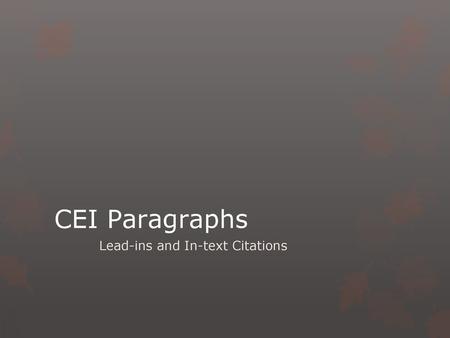 Lead-ins and In-text Citations