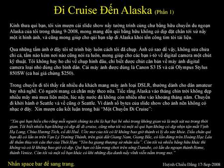 Đi Cruise Đến Alaska (Phần 1)
