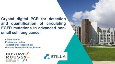 Crystal digital PCR for detection and quantification of circulating EGFR mutations in advanced non-small cell lung cancer Cécile Jovelet Postdocoral fellow.
