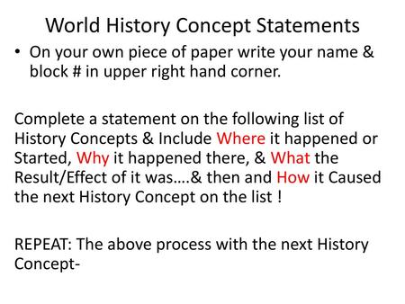 World History Concept Statements
