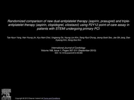 Randomized comparison of new dual-antiplatelet therapy (aspirin, prasugrel) and triple- antiplatelet therapy (aspirin, clopidogrel, cilostazol) using P2Y12.