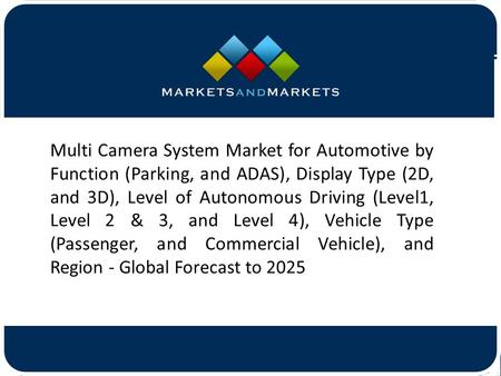 Multi Camera System Market for Automotive by Function (Parking, and ADAS), Display Type (2D, and 3D), Level of Autonomous Driving.