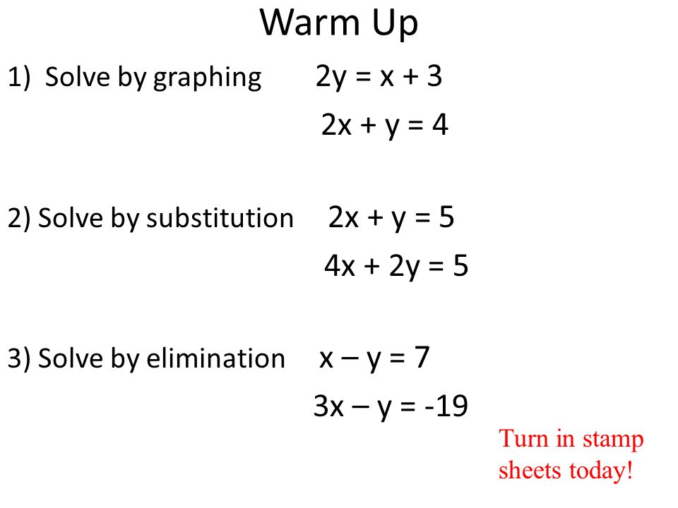 Warm Up Solve By Graphing Y X 3 2x Y 4 Ppt Video Online Download