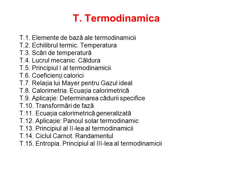 T. Termodinamica T.1. Elemente de bază ale termodinamicii - ppt video  online download
