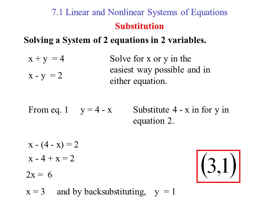 7 1 Linear And Nonlinear Systems Of Equations Ppt Download