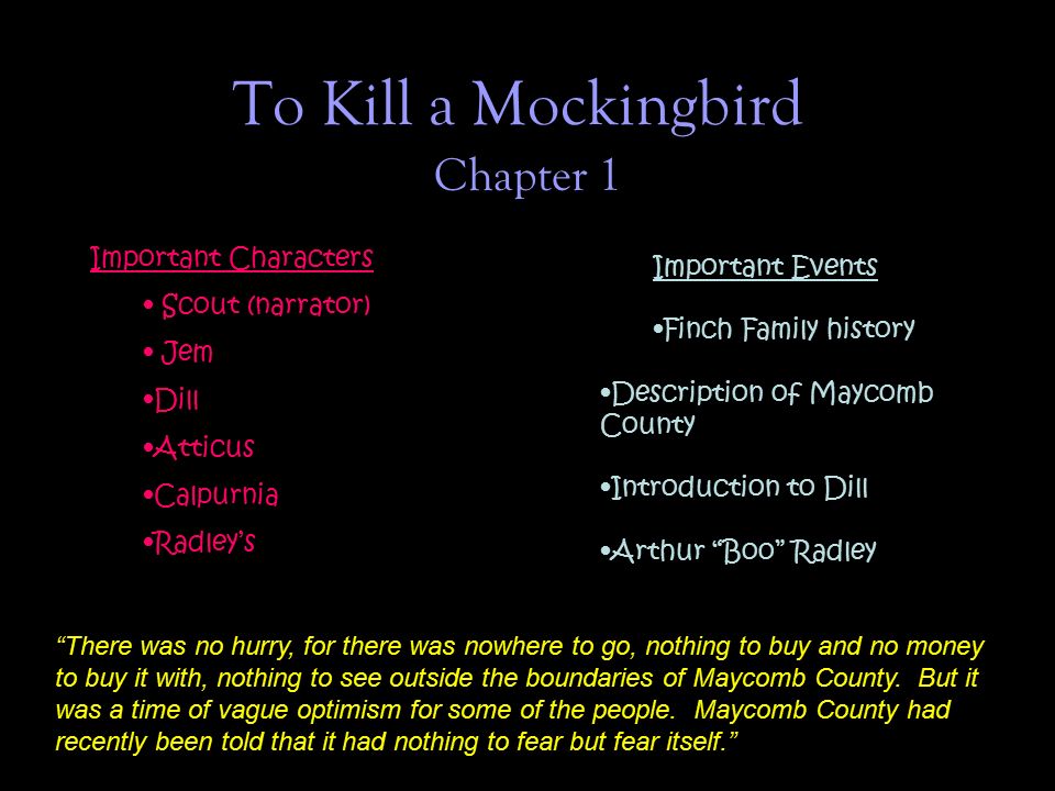 to kill a mockingbird chapter 1 text