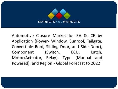 Automotive Closure Market for EV & ICE by Application (Power- Window, Sunroof, Tailgate, Convertible Roof, Sliding Door, and.