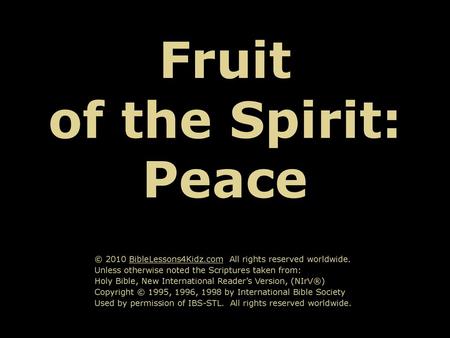Fruit of the Spirit: Peace