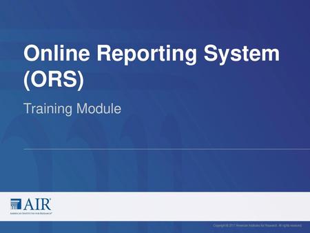 Online Reporting System (ORS)
