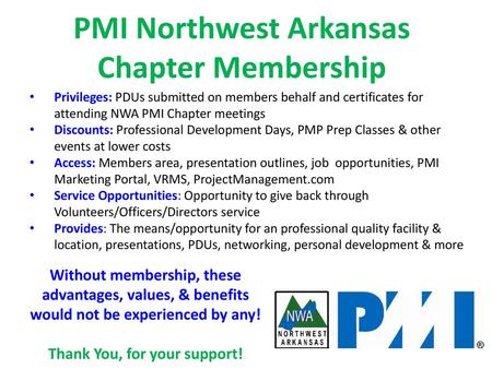 PMI Northwest Arkansas Chapter Membership