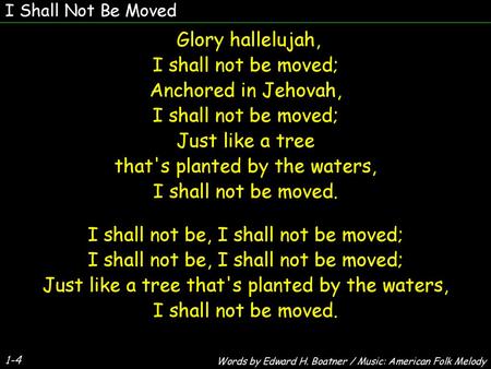 that's planted by the waters, I shall not be moved.