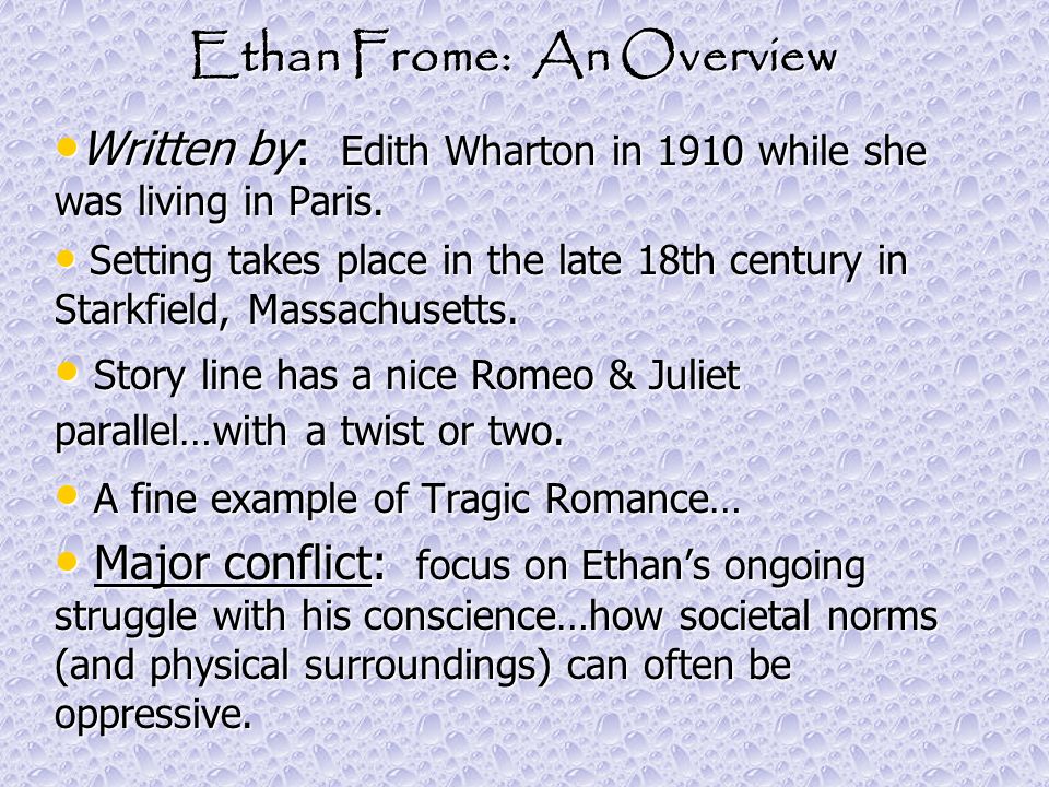 brief summary of ethan frome