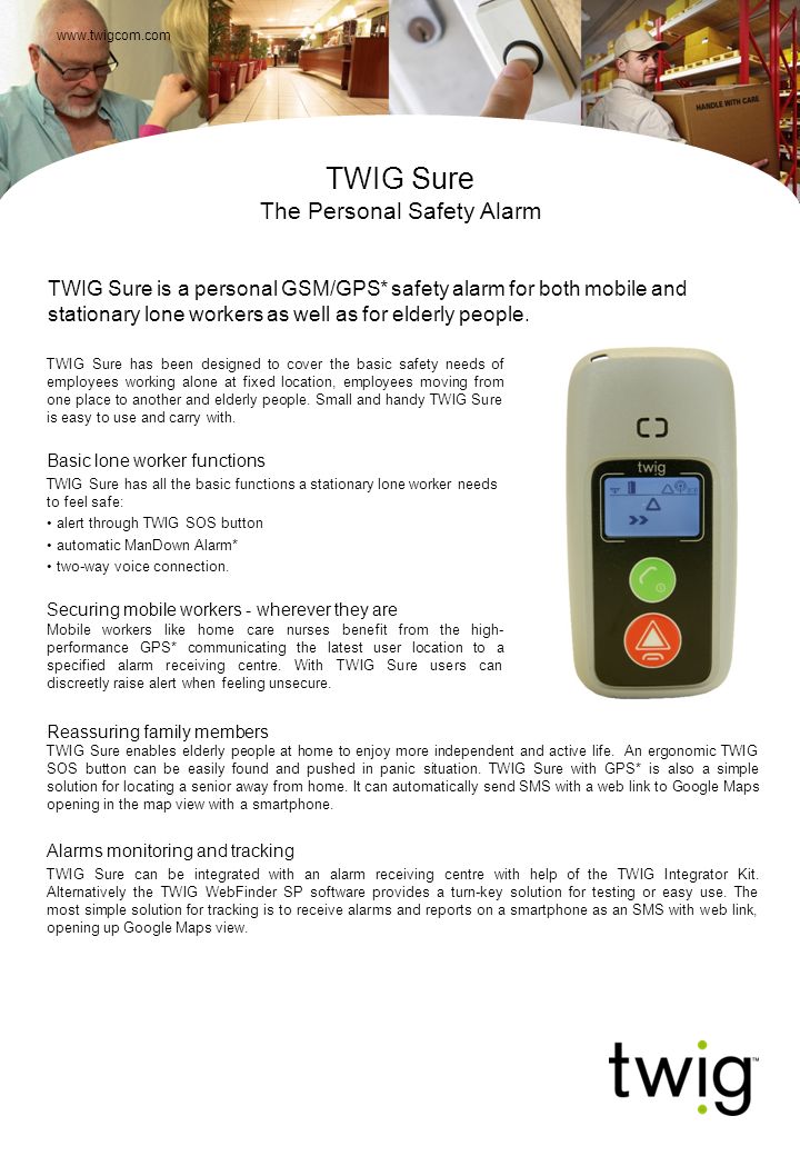 Reassuring family members TWIG Sure enables elderly people at home to enjoy  more independent and active life. An ergonomic TWIG SOS button can be  easily. - ppt download