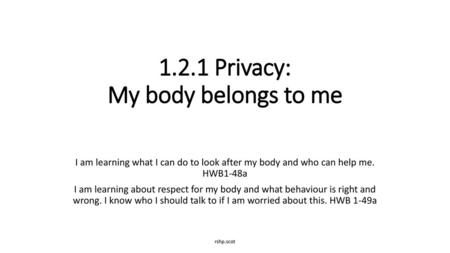 1.2.1 Privacy: My body belongs to me