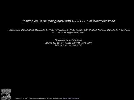 Positron emission tomography with 18F-FDG in osteoarthritic knee