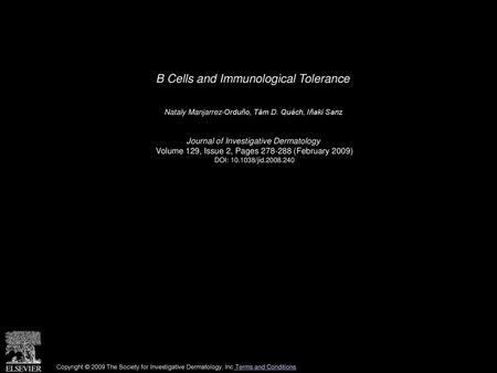 B Cells and Immunological Tolerance