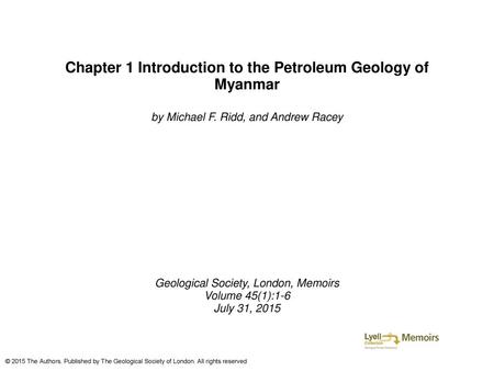 Chapter 1 Introduction to the Petroleum Geology of Myanmar