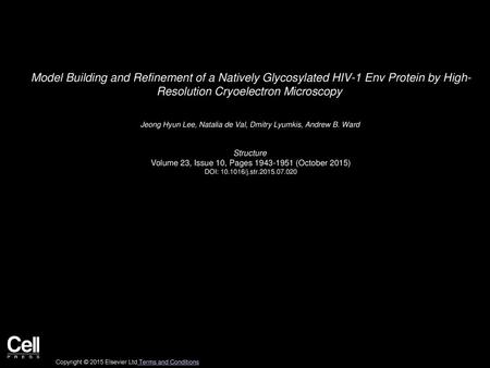 Model Building and Refinement of a Natively Glycosylated HIV-1 Env Protein by High- Resolution Cryoelectron Microscopy  Jeong Hyun Lee, Natalia de Val,