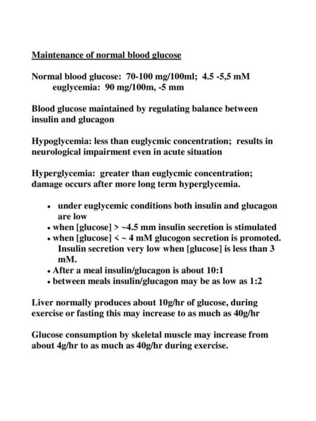 Relationship between plasma glucose, insulin and glucagon levels