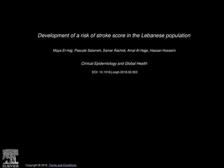 Development of a risk of stroke score in the Lebanese population