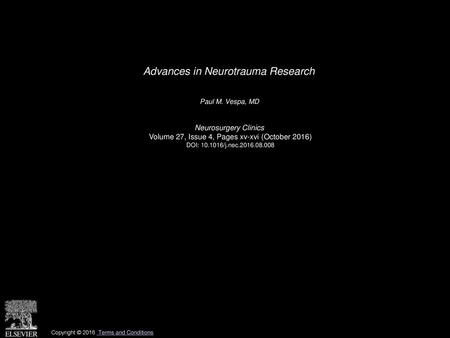 Advances in Neurotrauma Research