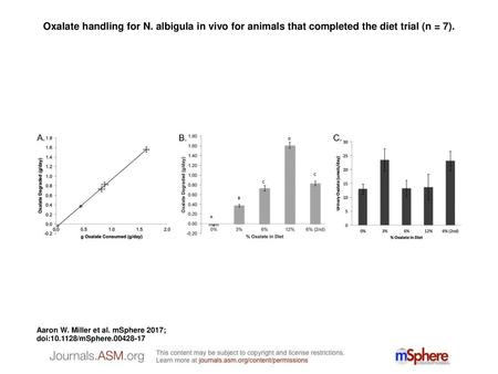 Oxalate handling for N. albigula in vivo for animals that completed the diet trial (n = 7). Oxalate handling for N. albigula in vivo for animals that completed.