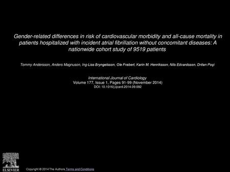 Gender-related differences in risk of cardiovascular morbidity and all-cause mortality in patients hospitalized with incident atrial fibrillation without.