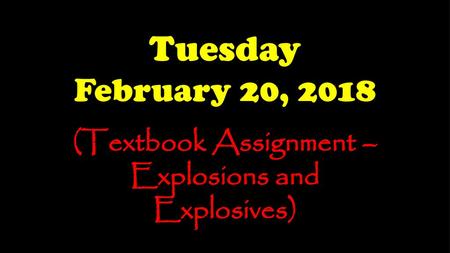 (Textbook Assignment – Explosions and Explosives)